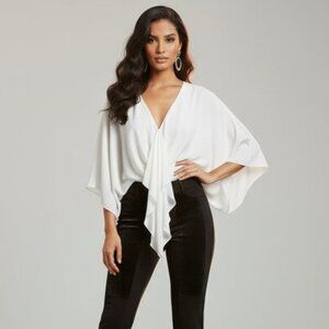 Sugarlips Blouse Top Tiered Flowy Top Off White Open Sleeve Y2k 2000s Size XS